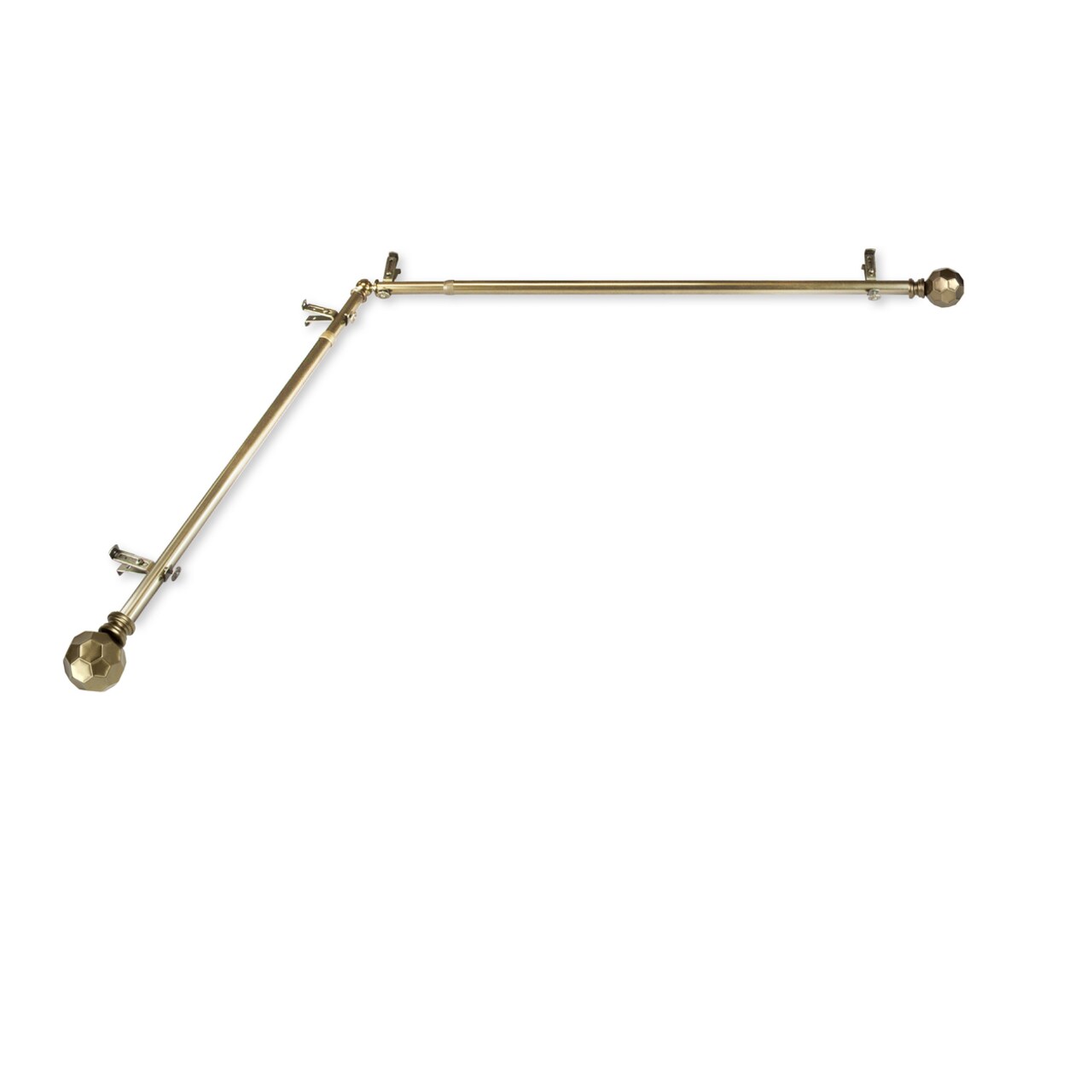 Hermosa Home Home Decorative Indoor Ronan Single Corner Window Curtain Rod 66-120" - Antique Brass
